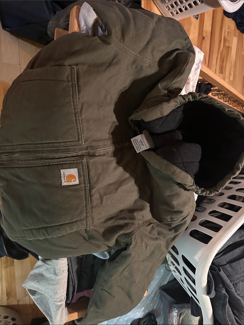 Carhartt Kids Olive Green Hooded Puffer Jacket